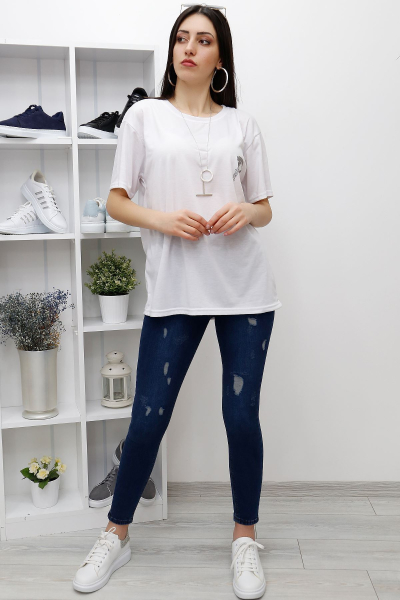 Kadın Pantolon Lazer Yırtıklı Lacivert - 2808.1150. - k.p
