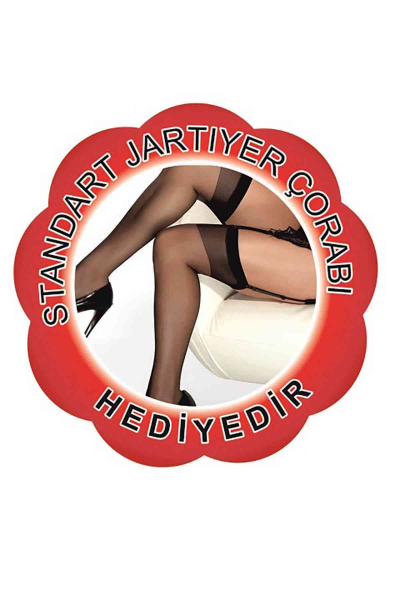 Merry See Büyük Beden Siyah Jartiyerli Özel Bölgeleri Açık Gecelik+ ÇORAP HEDİYELİ