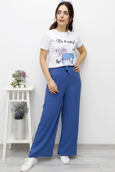Kemerli Trend Bol Pantolon Mavi - 0752.128.