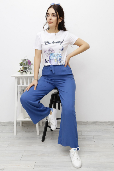 Kemerli Trend Bol Pantolon Mavi - 0752.128.